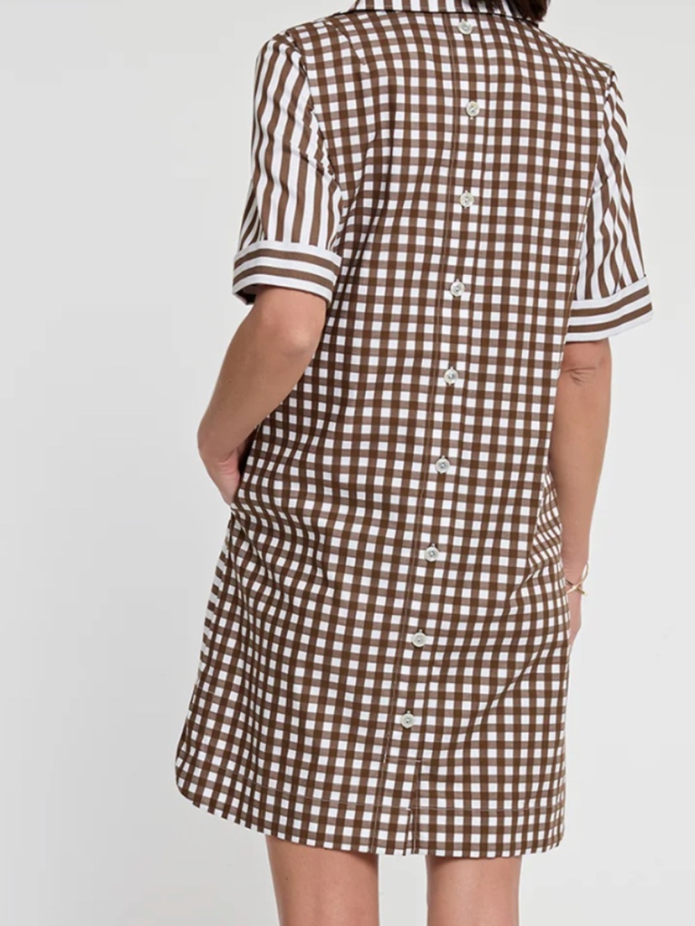 NWOT Hinson Wu "Aileen" dress black gingham stripe - medium - Picture 6 of 9